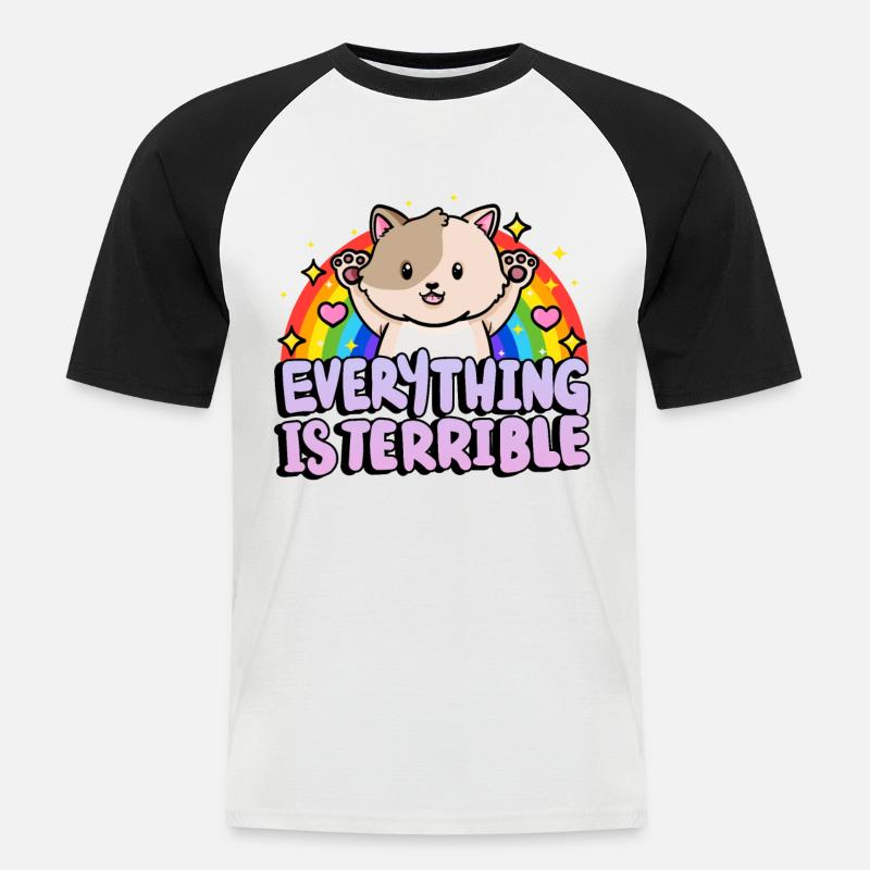 Alles Ist Schrecklich Sarkasmus Regenbogen - Männer Baseball-T-Shirt - Weiß/Schwarz