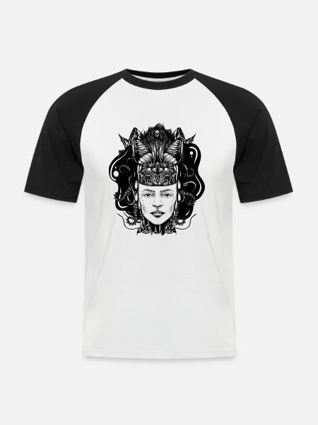 Wolfsmädchen - Männer Baseball-T-Shirt - Weiß/Schwarz