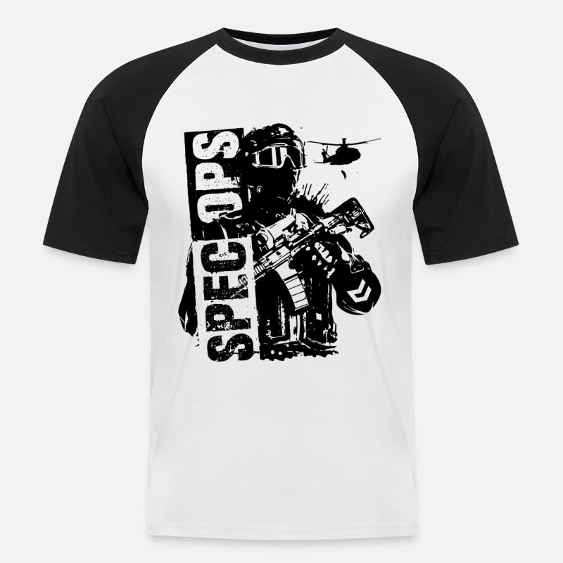 Spec Ops Black - Männer Baseball-T-Shirt - Weiß/Schwarz