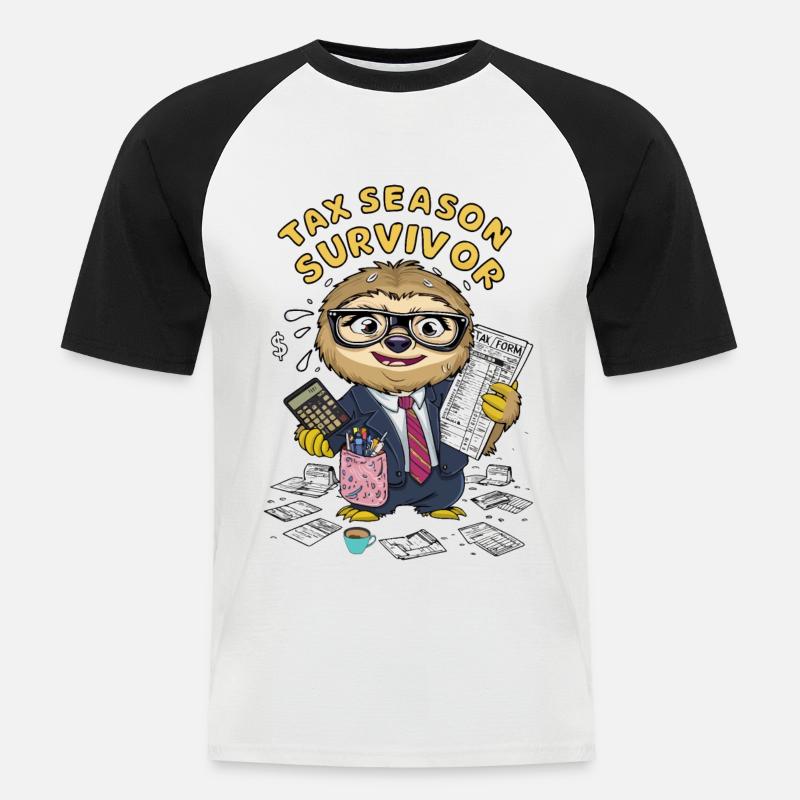 Steuersaison Überlebender - Männer Baseball-T-Shirt - Weiß/Schwarz