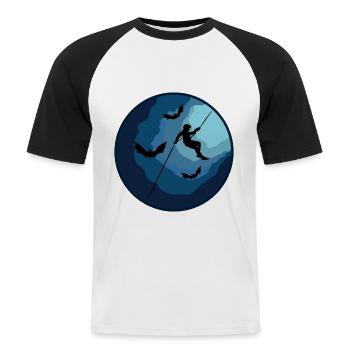 Spéléo Spéléo - Spéléologie spéléologie des nids-de-poule - T-shirt baseball manches courtes Homme - blanc/noir - Devant - Nik (191cm)