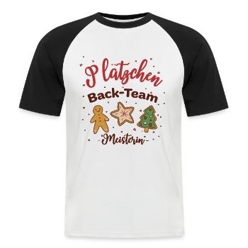 Plätzchen Backteam Meisterin Weihnachten Kekse - Männer Baseball-T-Shirt - Weiß/Schwarz - Vorne - Nik (191cm)