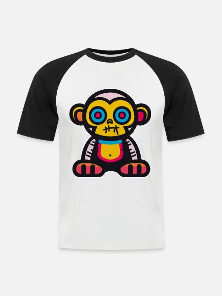 Monkey Halloween Animal - Men's Baseball T-Shirt - white/black
