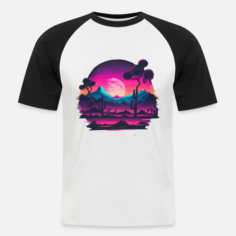 Vaporwave Artwork - Männer Baseball-T-Shirt - Weiß/Schwarz