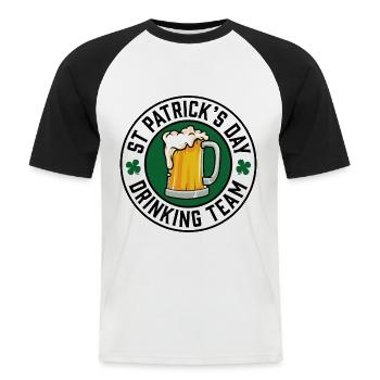 St Patricks Day Drinking Team - Men's Baseball T-Shirt - white/black - Front - Nik (191cm)