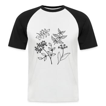Forêt Vert Herbes sauvages Plantes forestières Plantes sauvages - T-shirt baseball manches courtes Homme - blanc/noir - Devant - Nik (191cm)