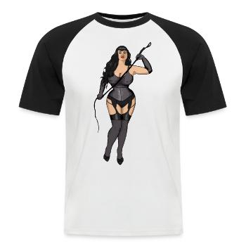 curvy domina - Männer Baseball-T-Shirt - Weiß/Schwarz - Vorne - Nik (191cm)