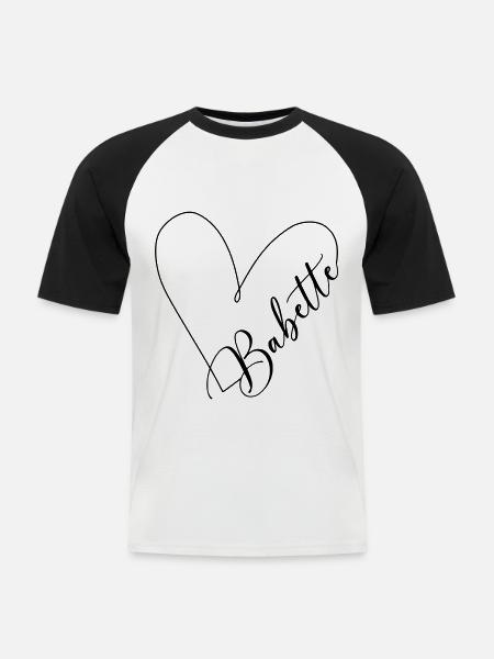 Babette Name Heart Line - Men's Baseball T-Shirt - white/black