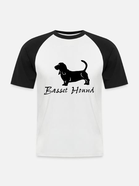 bassethound001 - Men's Baseball T-Shirt - white/black