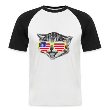 Chat du Bengale Chat Burma Ragdoll Chat Siamois Cadeau - T-shirt baseball manches courtes Homme - blanc/noir - Devant - Nik (191cm)
