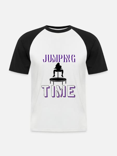 Hoppe trampolin jumpstyle jumpstyle - Kortærmet herre-baseballshirt - hvid/sort