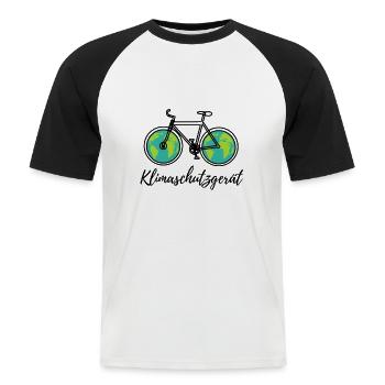 Klimaschutzgerät Fahrrad T-Shirt Geschenk Umwelt - Männer Baseball-T-Shirt - Weiß/Schwarz - Vorne - Nik (191cm)