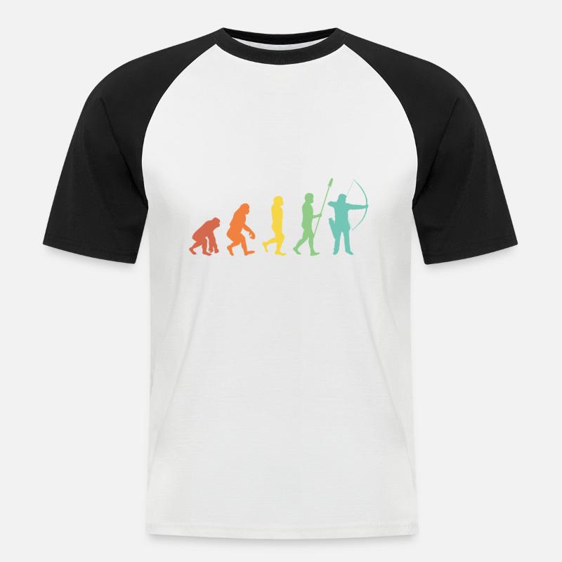 Evolution Bogenschießen Bogenschütze Pfeil Bogen - Männer Baseball-T-Shirt - Weiß/Schwarz