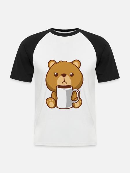 Brown bear bear coffee bear - Men's Baseball T-Shirt - white/black