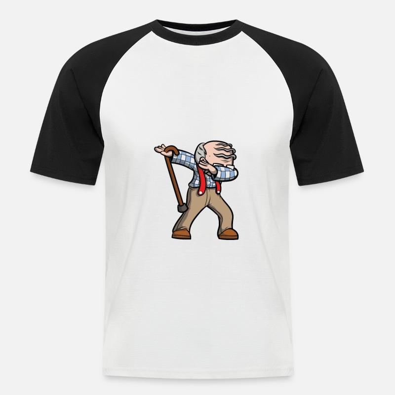 Cooler Dabbing Opa Dab Tanzen - Männer Baseball-T-Shirt - Weiß/Schwarz