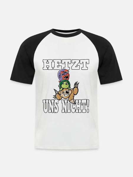 Rushing funny snail turtle sloth - Men's Baseball T-Shirt - white/black