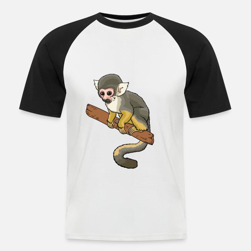 Totenkopfaffe Totenkopfäffchen Affe Primat - Männer Baseball-T-Shirt - Weiß/Schwarz