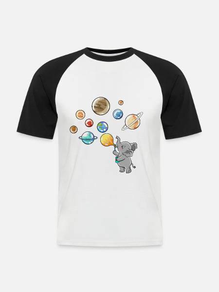 Solar System Planet Elephant Balloons - Men's Baseball T-Shirt - white/black