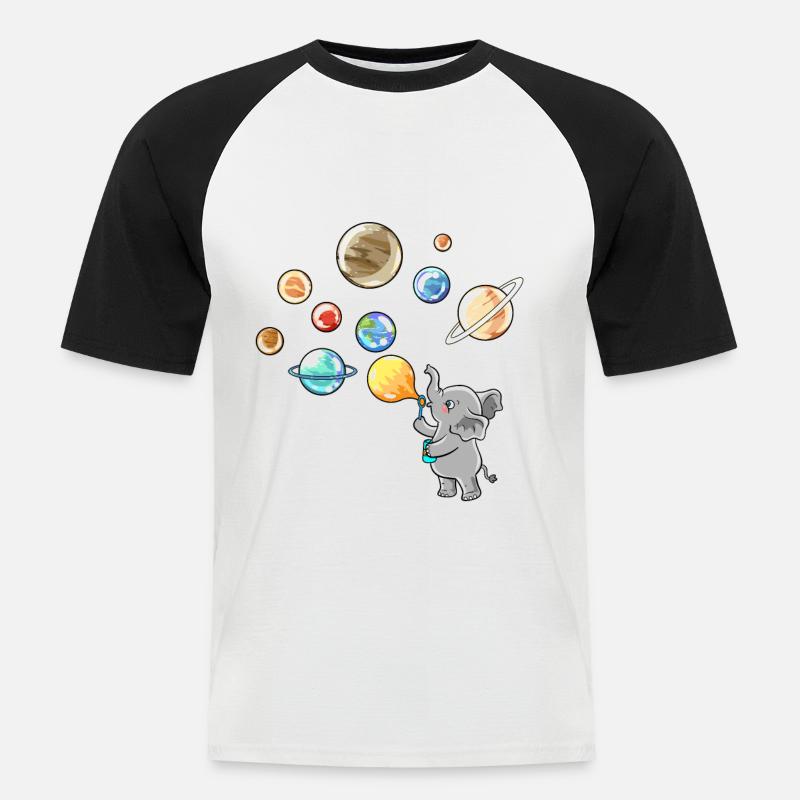 Solar System Planet Elephant Balloons - Men's Baseball T-Shirt - white/black