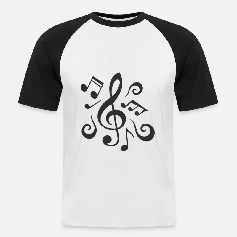 Noten - Männer Baseball-T-Shirt - Weiß/Schwarz