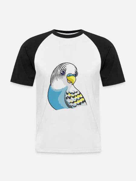 Beautiful blue budgie design - Men's Baseball T-Shirt - white/black