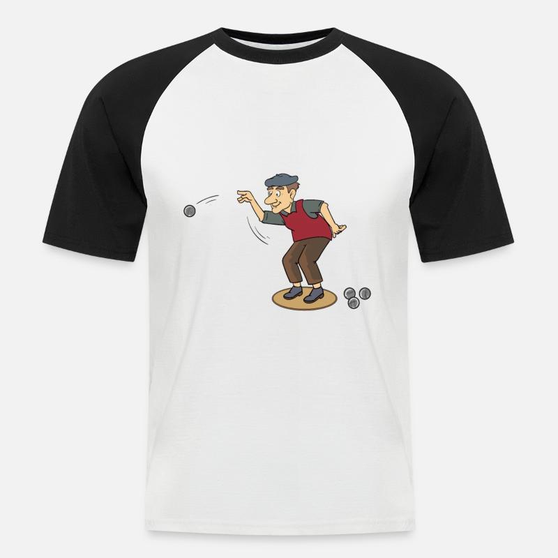 Il francese gioca a petanque per una boccia - Maglia da baseball a manica corta da uomo - bianco/nero