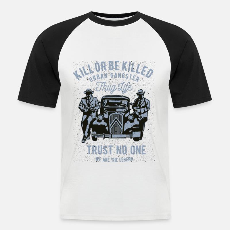 Kill Or Be Killed - Männer Baseball-T-Shirt - Weiß/Schwarz
