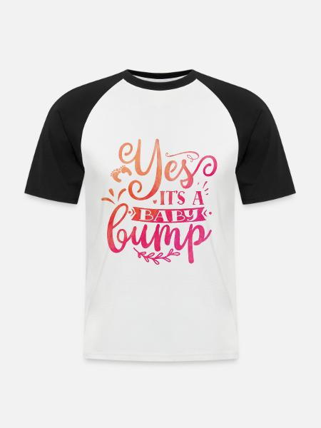 Yes it's a baby bump - Men's Baseball T-Shirt - white/black