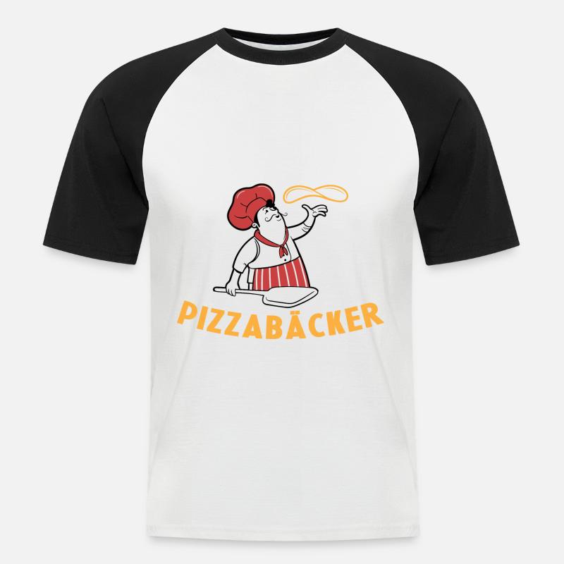 Weltbester Pizzabäcker Pizza Geschenkidee Kochen - Männer Baseball-T-Shirt - Weiß/Schwarz