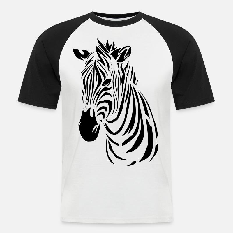Zebra - Männer Baseball-T-Shirt - Weiß/Schwarz