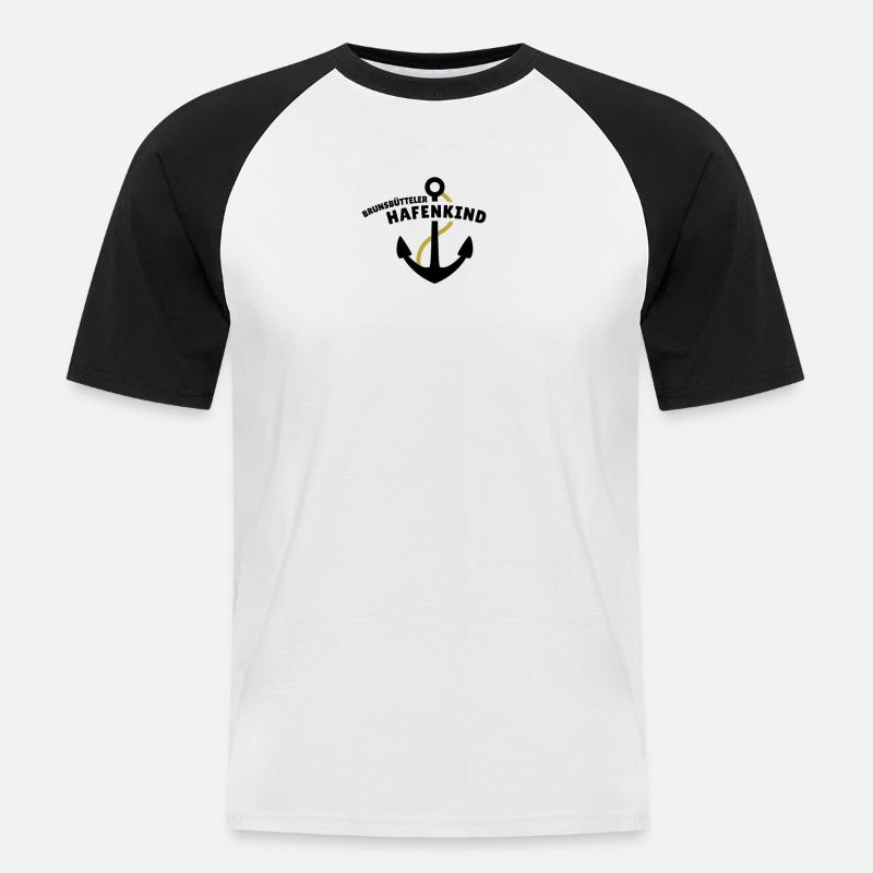 Brunsbütteler Hafenkind - Männer Baseball-T-Shirt - Weiß/Schwarz