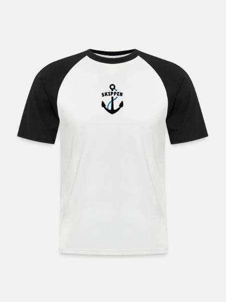 Skipper - Männer Baseball-T-Shirt - Weiß/Schwarz