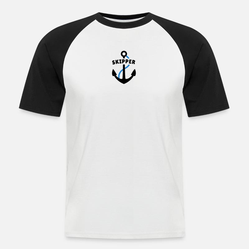 Skipper - Männer Baseball-T-Shirt - Weiß/Schwarz