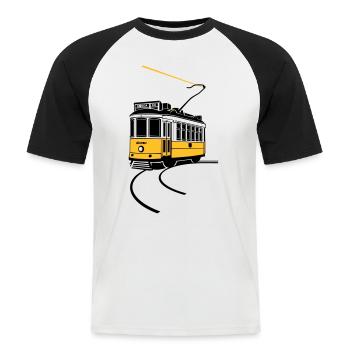 Electrico de Lisboa - Männer Baseball-T-Shirt - Weiß/Schwarz - Vorne - Nik (191cm)