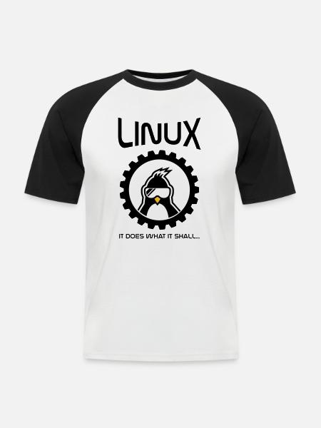 linux does what it shall - Men's Baseball T-Shirt - white/black