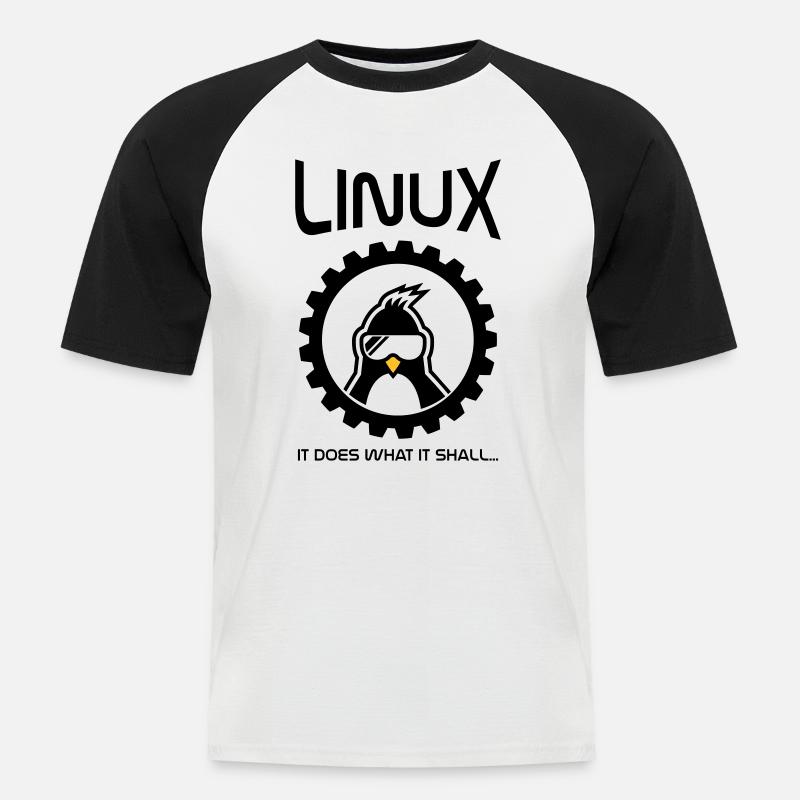 linux tut was es soll - Männer Baseball-T-Shirt - Weiß/Schwarz
