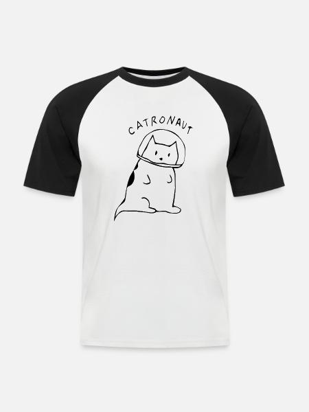 Catronaut - Männer Baseball-T-Shirt - Weiß/Schwarz