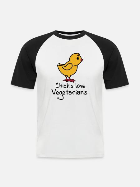 vegetarians - Men's Baseball T-Shirt - white/black