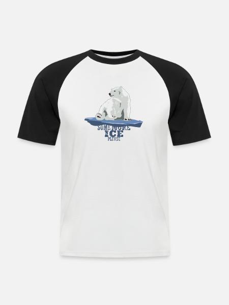 Eisbär - Männer Baseball-T-Shirt - Weiß/Schwarz