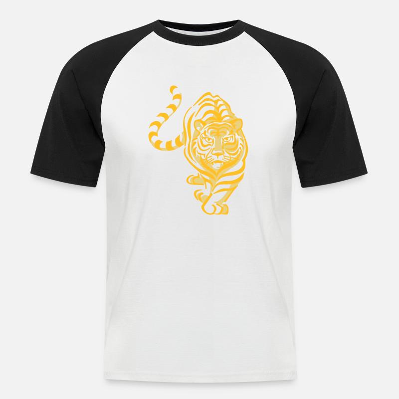 Tiger - Männer Baseball-T-Shirt - Weiß/Schwarz