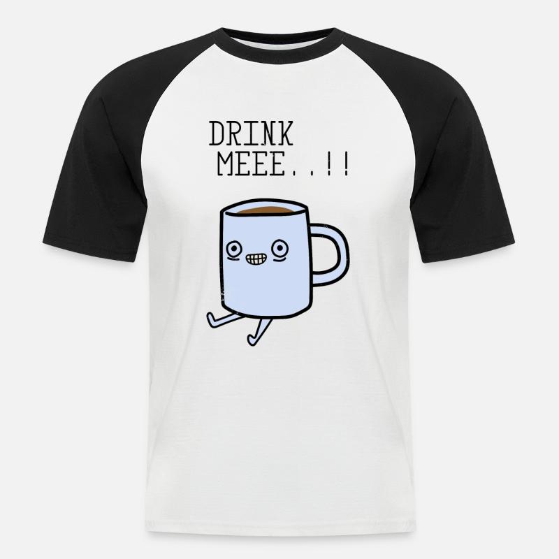 Drink Me - kaffee - Männer Baseball-T-Shirt - Weiß/Schwarz