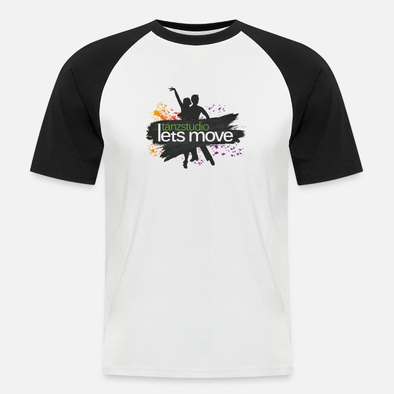 Tanzstudio Let's Move - Männer Baseball-T-Shirt - Weiß/Schwarz