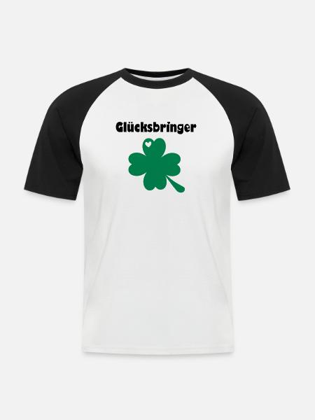 Kleeblatt - Männer Baseball-T-Shirt - Weiß/Schwarz