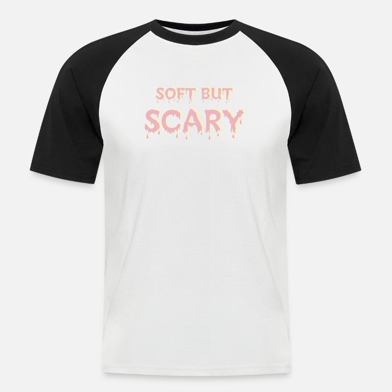 Weich, aber unheimlich - Männer Baseball-T-Shirt - Weiß/Schwarz