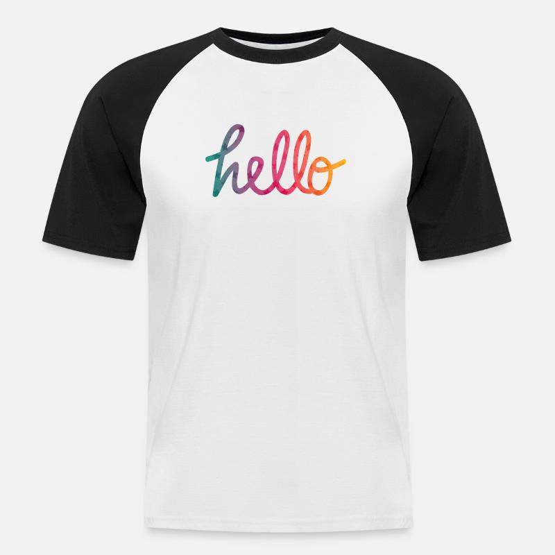 Hello Typografie Regenbogen - Männer Baseball-T-Shirt - Weiß/Schwarz