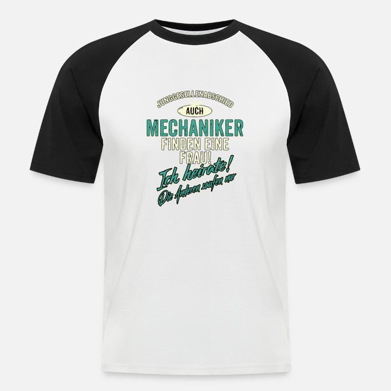 JGA BRAEUTIGAM - Mechaniker - Version Auch - - Männer Baseball-T-Shirt - Weiß/Schwarz