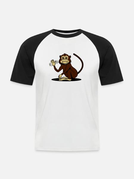 monkey funny loving wave - Men's Baseball T-Shirt - white/black