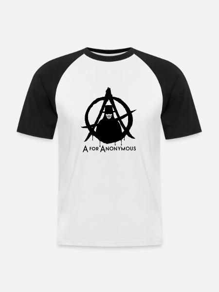 A for Anonymous 2c - Männer Baseball-T-Shirt - Weiß/Schwarz