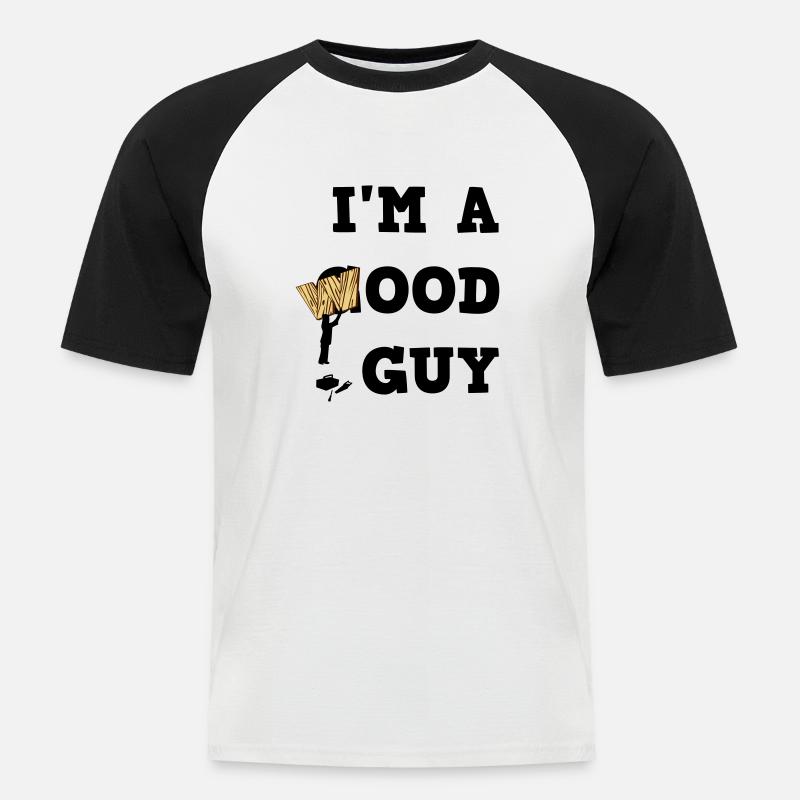 I'm a Wood Guy - Männer Baseball-T-Shirt - Weiß/Schwarz