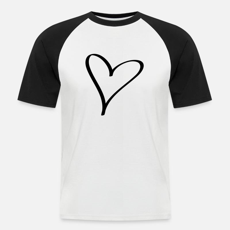 Herz - Männer Baseball-T-Shirt - Weiß/Schwarz